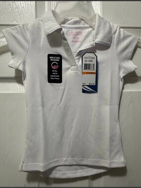 Nautica White Short Sleeve Polo Shirt Girl’s Size (S)4